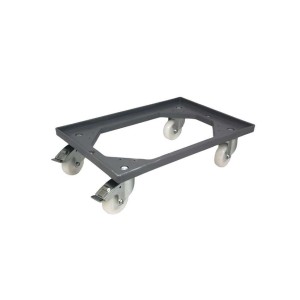 Chariot de transport 4 roues pivotantes PP + 2 freins - Cadre en PP - Fourches zinguées