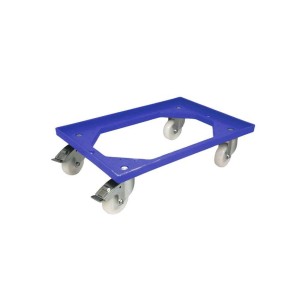 Chariot de transport 4 roues pivotantes PP + 2 freins - Cadre en PP - Fourches zinguées