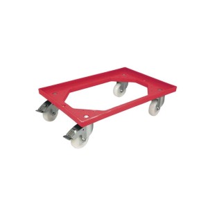 Chariot de transport 4 roues pivotantes PP + 2 freins - Cadre en PP - Fourches zinguées