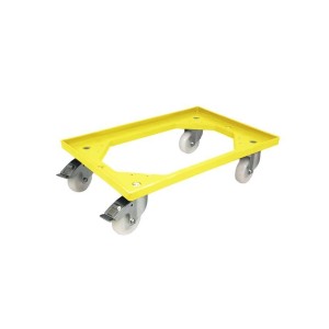 Chariot de transport 4 roues pivotantes PP + 2 freins - Cadre en PP - Fourches zinguées