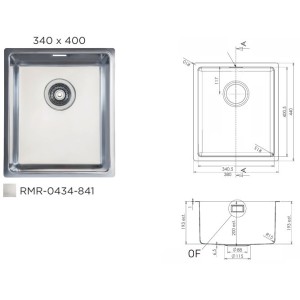 Cuve 340x400x200mm R15 polie - Trou 115/88 - Accessoires inclus