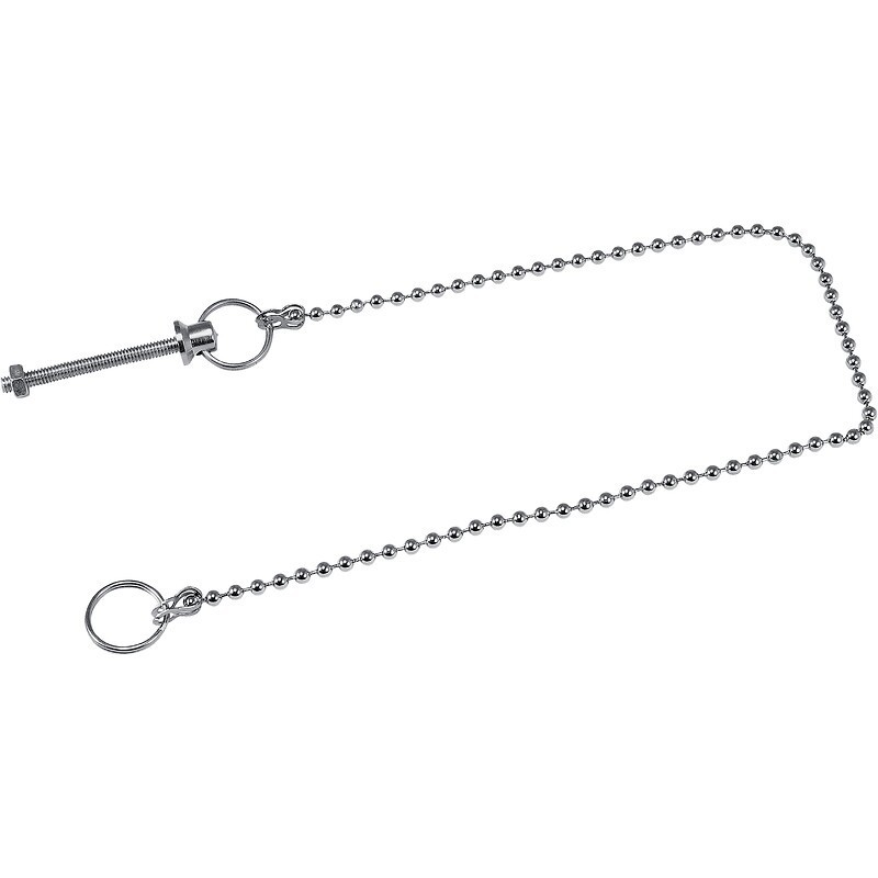 Chaînette perlée chromée avec borne tige et écrou 30 cm Chaînette perlée chromée avec borne tige et écrou 30 cm