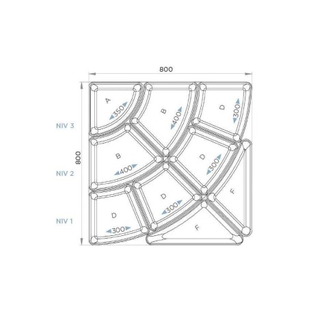 Kit pétale - 9 plateaux 50mm - 800x800mm