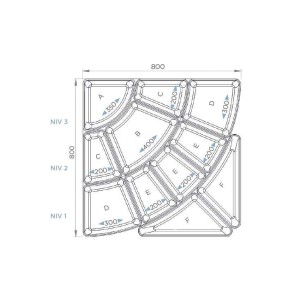 Kit pétale 11 plateaux 50mm - 800x800mm