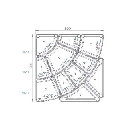 Kit pétale 11 plateaux 50mm - 800x800mm