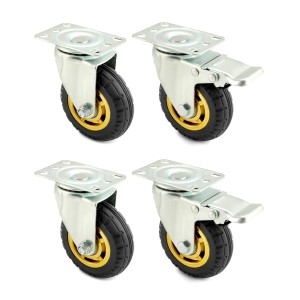 Lot de 4 roulettes charge lourde 100 mm dont  2 avec frein