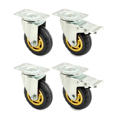 Lot de 4 roulettes charge lourde 100 mm dont  2 avec frein