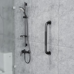 2 Barres d'appui en Inox noir avec Poignée Moletée Antidérapante