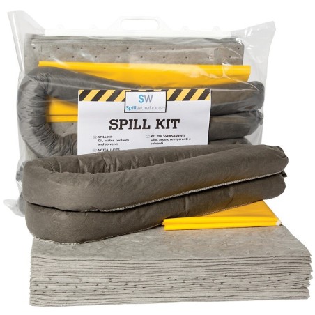 Kit d'intervention universel SW, 20 tapis, 2 boudins et 2 sacs poubelle avec attaches livré dans un sac