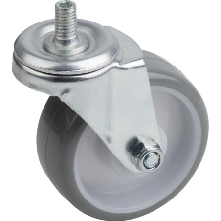 Roulette pivotante 75 mm – Avec vis – Roue en polyuréthane