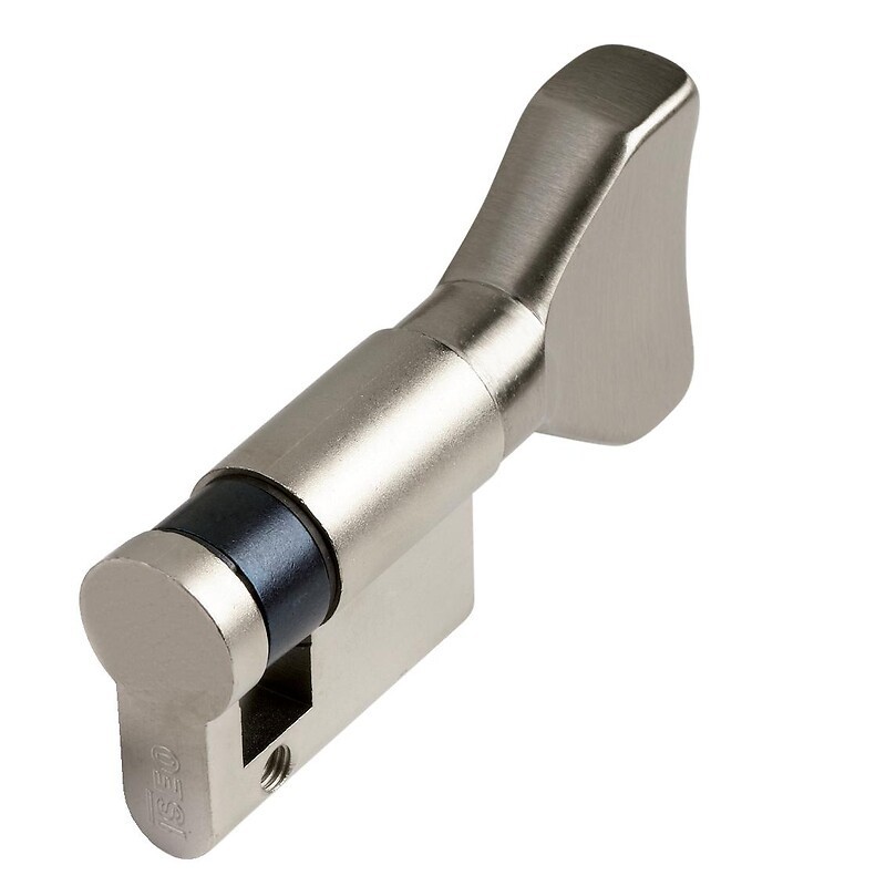 Cylindre simple à bouton de sûreté en Laiton nickelé mat - Série R6 - ISEO CITY