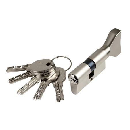 Cylindre à bouton type ISR6 sur numéro suivi AGL 697 et AEA016057 laiton nickelé - ISEO CITY