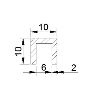 Profil U aluminium 10x10x10x2 mm satiné argent longueur 3 m - Atrius