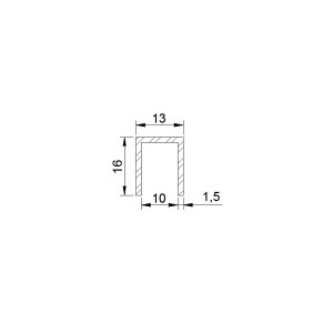 Profil U aluminium 16x13x16x1,5 mm satiné argent longueur 3 m - Atrius