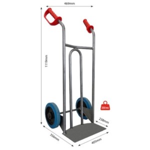 Diable acier avec tablier incurvé et poignées de garde 250 kg Diable acier avec tablier incurvé et poignées de garde 250 kg