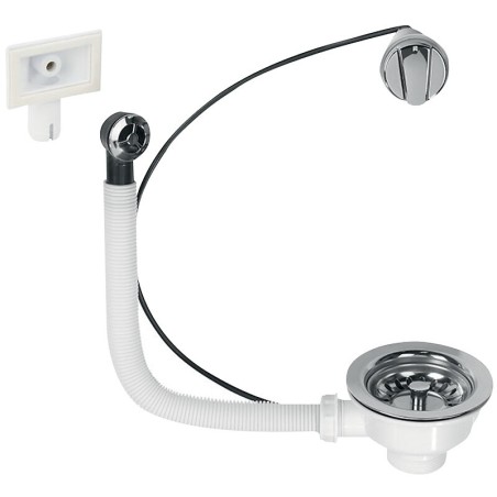 Bonde évier Diamètre 90 à câble + trop plein - Wirquin Pro