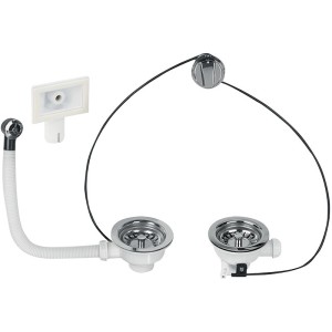 Bonde évier Diamètre 90 à câble + trop plein - Wirquin Pro