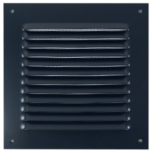Grille métallique à persiennes en applique avec moustiquaire gris anthracite RAL 7016