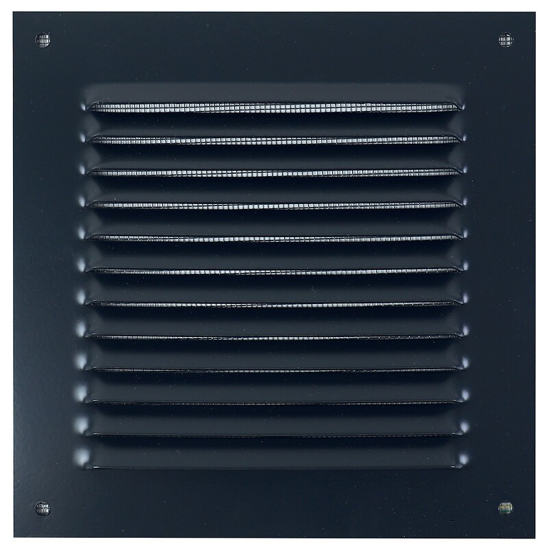 Grille métallique à persiennes en applique avec moustiquaire gris anthracite RAL 7016