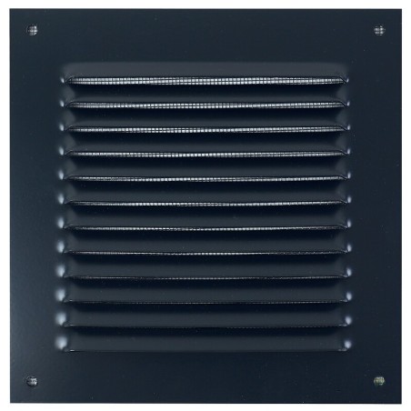 Grille métallique à persiennes en applique avec moustiquaire gris anthracite RAL 7016
