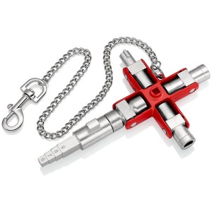 Clé universelle à empruntes réversibles Construction pour armoires et systèmes de fermeture batteuse avec carrés mâles - KNIPEX