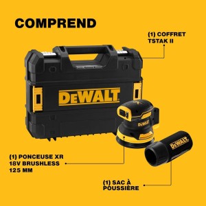 Ponceuse excentrique XR 18V Brushless 125mm – Sans fil avec variateur de vitesse - DEWALT Ponceuse excentrique XR 18V Brushless 125mm – Sans fil avec variateur de vitesse - DEWALT