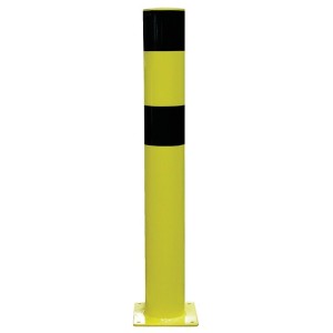 Poteau de protection acier avec platine Pot noir et jaune hauteur 120 cm - VISO