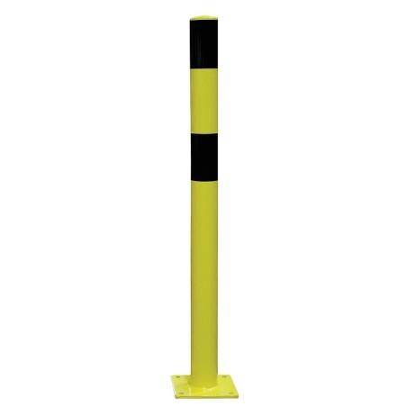 Poteau de protection acier avec platine Pot noir et jaune hauteur 120 cm - VISO