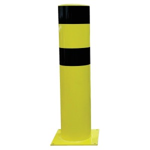 Poteau de protection acier avec platine Pot noir et jaune hauteur 120 cm - VISO