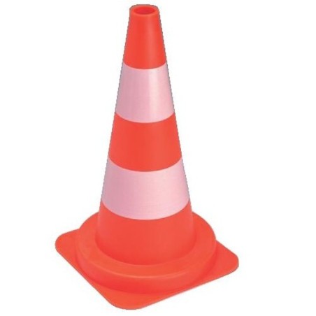 Cône de signalisation sur pied PVC orange et blanc