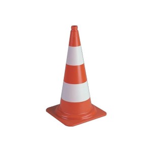 Cône de signalisation sur pied PVC orange et blanc