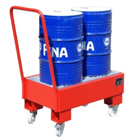 Chariot mobile de rétention pour fûts de 60 litres