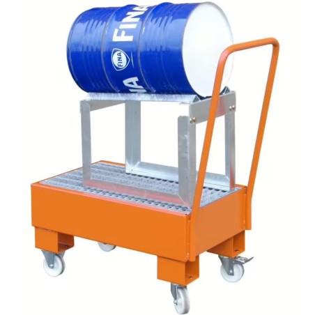 Chariot mobile de rétention pour fût couché de 60 litres