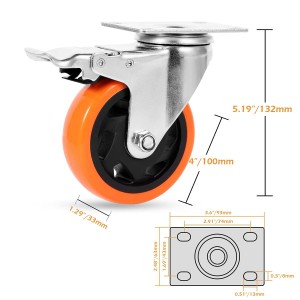 Lot de 4 Roulettes Pivotantes avec freins Double Blocage 540 kg