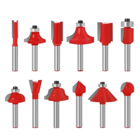 Lot de 12 embouts de défonceuse tige de 6 mm en carbure de tungstène