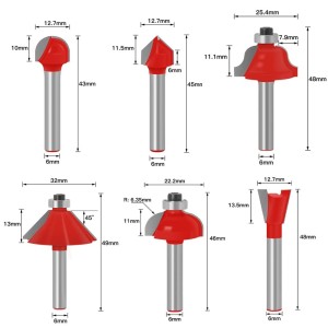 Lot de 12 embouts de défonceuse tige de 6 mm en carbure de tungstène