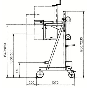 Chariot manuel pour le vidage de fût électro-hydraulique