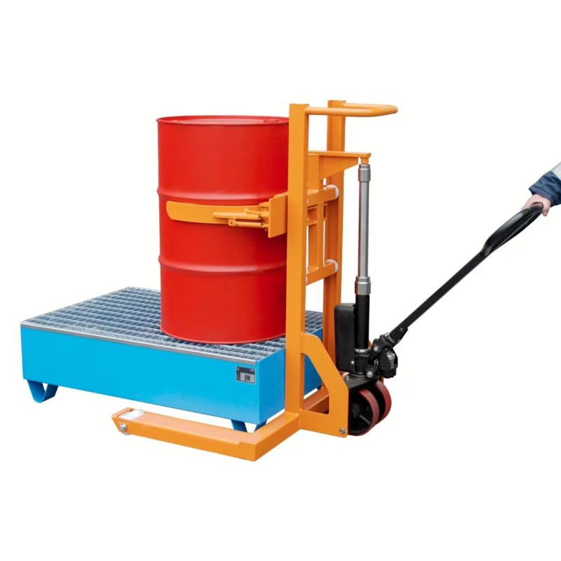 Transpalette pour lever et transporter des fûts métalliques
