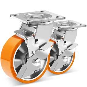 Lot 2 Roulettes 125 mm Charge Lourde avec Frein 360°