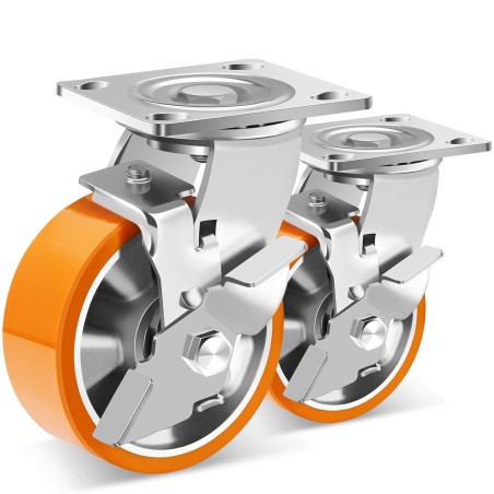 Lot 2 Roulettes 125 mm Charge Lourde avec Frein 360°