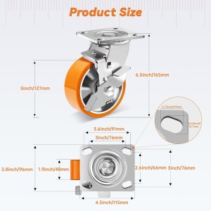Lot 2 Roulettes 125 mm Charge Lourde avec Frein 360°