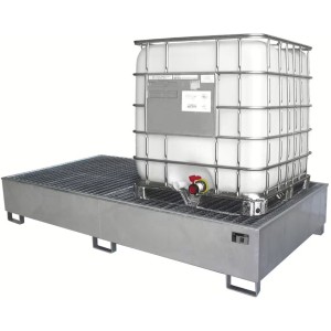 Bac de rétention pour 2 IBC avec volume de rétention 1135 litres