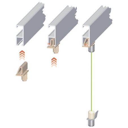 Kit cimaise 2 fil de 2m + 2 crochets suspenseur