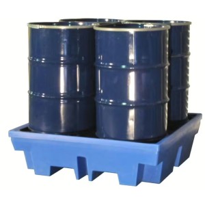 Bac de rétention en PE pour maxi 4 fûts de 200 litres charge 1250 kg