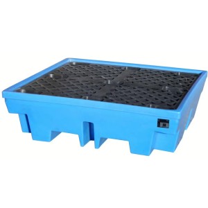 Bac de rétention en PE pour maxi 4 fûts de 200 litres charge 1250 kg