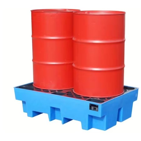 Bac de rétention en PE pour 2 fûts de 200 litres charge 650 kg