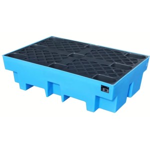 Bac de rétention en PE pour 2 fûts de 200 litres charge 650 kg