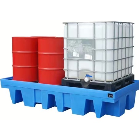 Bac de rétention en PE pour 8 fûts de 200 L ou 2 IBC de 1000 L