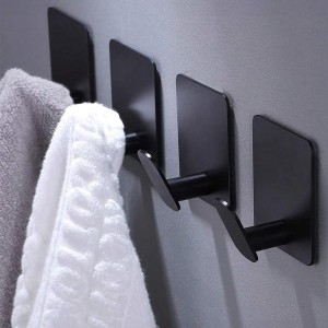 4 crochets Adhésifs noir pour porte serviette