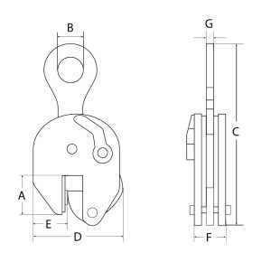 Pince de levage vertical dureté 37HRC - 345HB